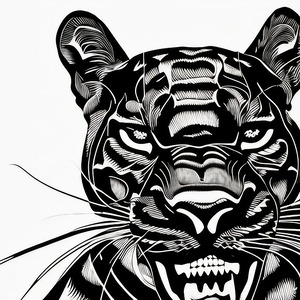 Determined. Jaguar. Line Art.