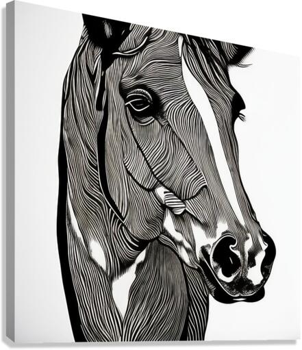 Claire. Horse. Line Art. Canvas Print
