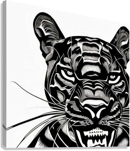 Determined. Jaguar. Line Art. Canvas Print