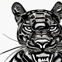 Determined. Jaguar. Line Art.