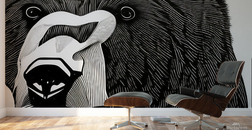 The Bear. Line Art. Wall Murals