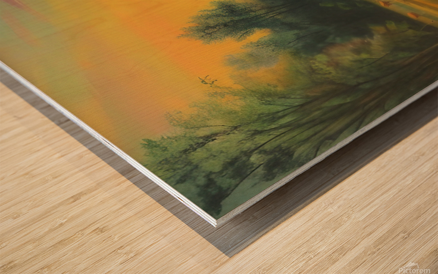 Tranquility. Countryside. Wood print